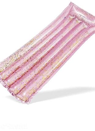 Пляжний надувний матрац з підголівником intex 58720 «рожевий блиск», 170 х 53 х 15 см