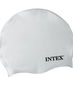 Шапочка для плавання intex 55991, універсальна, розмір м (8+), обхват голови ≈ 52-65 см, (22 х 19 см), біла