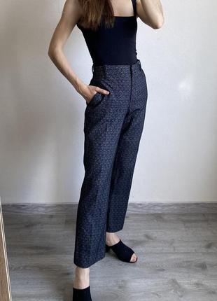 Штани брюки h&m сірі чорні з принтом у ромбах прямі зі стрілками жіночі бавовняні віскозні натуральні офісні базові