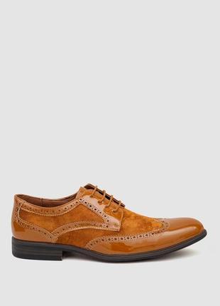 Туфли мужские лаковые+замша, цвет коричневый, 243rga6011-7