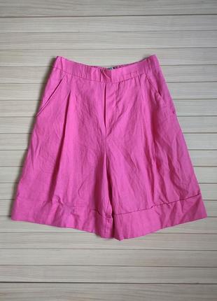 Льняные шорты из льна 100% лён фуксия от united colors of benetton италия 🌿 xs/наш 38-40рр есть нюанс