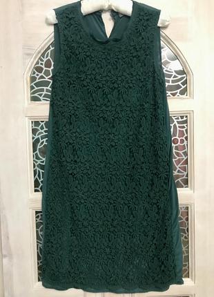 Розкішна смарагдова коктейльна шовкова сукня з мереживом бренд jigsaw