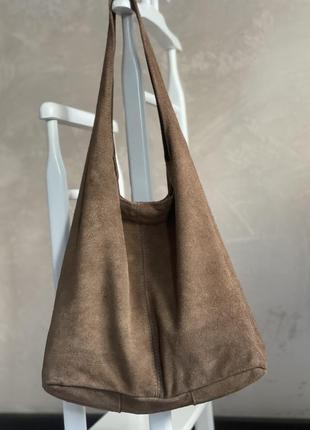Замшева сумка monica, італія, колір темний капучино