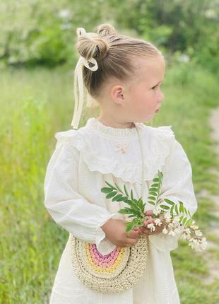 Стильна молочна сукня для дівчинки