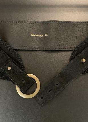 Стильный ремень mango на талию, выполненный из замши, цвет черный, размер s/м, на талию максимально - 75 см