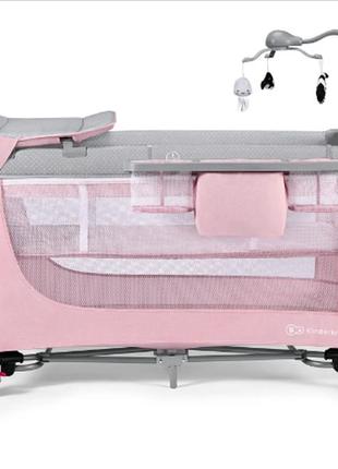 Ліжко-манеж з пеленатором kinderkraft leody pink (kcleod00pnk00ac)