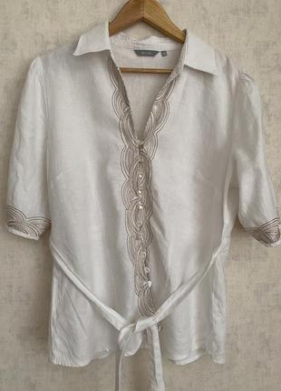 Очень красивая льняная блуза с вышивкой per una m&amp;s 14🌸