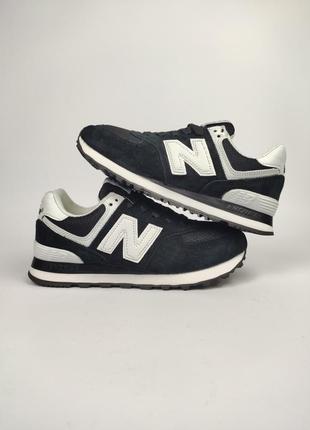 Кросівки new balance 574 black white logo