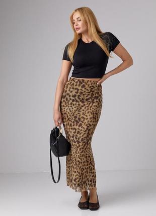 Леопардовая юбка из сетки