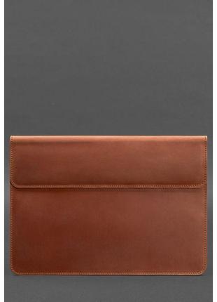 Шкіряний чохол-конверт на магнітах для macbook 16 дюйм світло-коричневий crazy horse