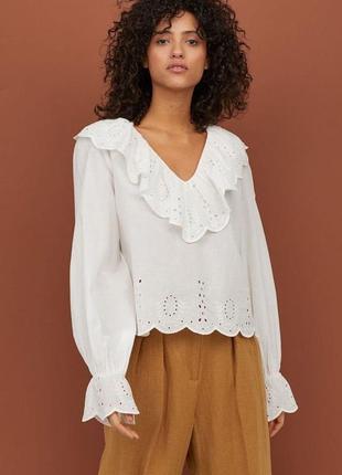 H&m блуза прошва рішельє мереживо топ сорочка блузка