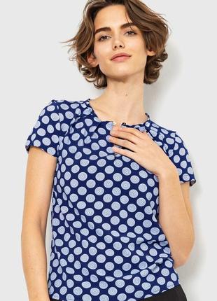 Блуза с принтом, цвет сине-белый, 112-3