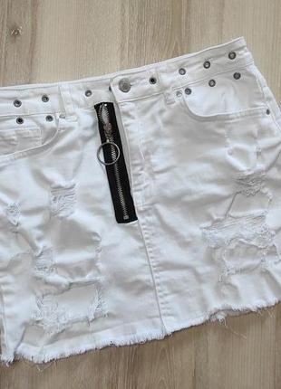 Белоснежная джинсовая юбка, стильная летняя джинсовая юбочка s-м