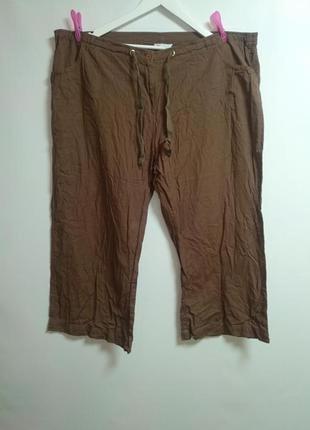 Шоколадные льняные брюки 28/62-64 размер
