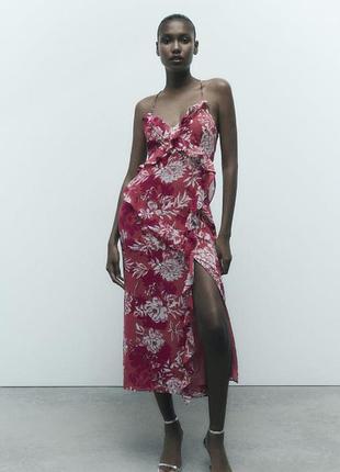 Zara популярное платье с рюшами и открытой спиной