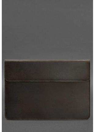 Шкіряний чохол-конверт на магнітах для macbook 16 дюйм темно-коричневий crazy horse