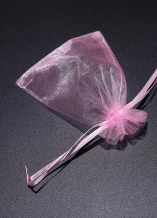 Подарочные тканевые мешочки из органзы ювелирные цвет светло-розовый. 9х12см