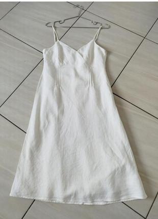 Біле плаття сарафан льон