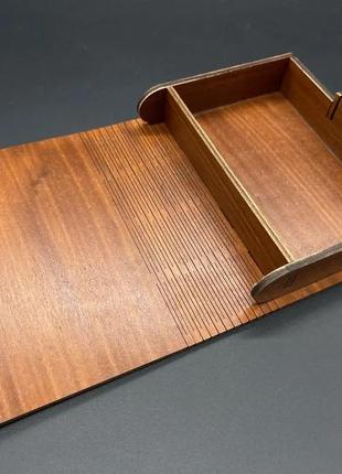 Шкатулка для денег и украшений из фанеры декоративная деревянная цвет яблоня 20х17х6см