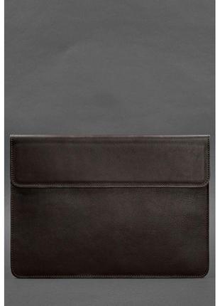 Кожаный чехол-конверт на магнитах для ноутбука универсальный темно-коричневый