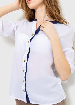 Блуза классическая, цвет бело-синий, 111