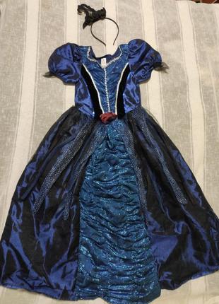 Карнавальное платье ночника, принцесса можно на хелловин ведьмочка на 9-10роков