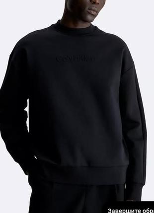 Толстовка calvin klein з круглим вирізом і тисненим логотипом лонгслів кофта кельвін кляйн