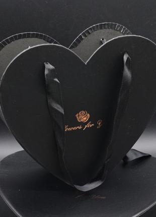 Коробки для квітів. "серце". колір чорний. 2шт/комплект. 27х26х10см3 фото