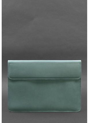 Кожаный чехол-конверт на магнитах для macbook 13 бирюзовый
