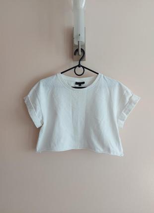Белая укороченная футболка оверсайз, кроп-топ, белая футболка topshop, p. 36