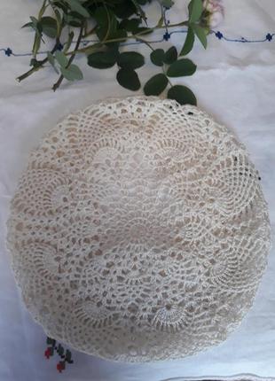 Летний ажурный берет ручная работа.