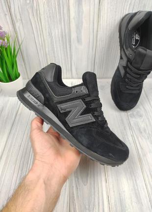 Кроссовки new balance 574 all black10 фото