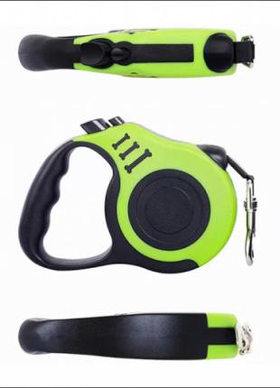 Автоматический выдвижной поводок-рулетка для собак 5 м зелёный1 фото