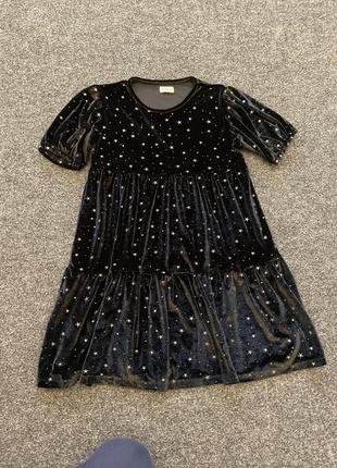 Плаття оксамитове чорне в зірочки на 9-10 років