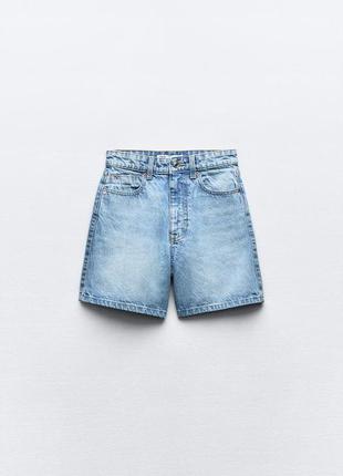 Zara джинсовые шорты высокая посадка, оригинал, в наличии