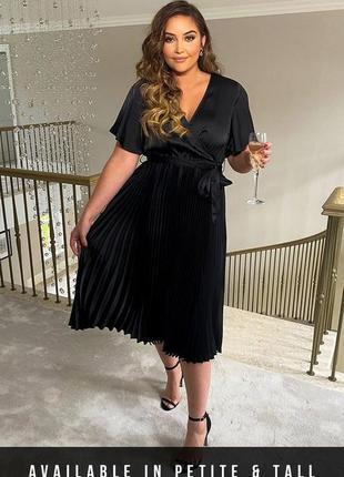 Плаття ошатне чорне плісе міді in the style