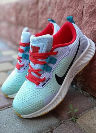 Nike pegasus trail мята с голубым кроссовки кеды женские текстильные сетка легкое качество весенние летние демисезонные демисезонные низкие найк