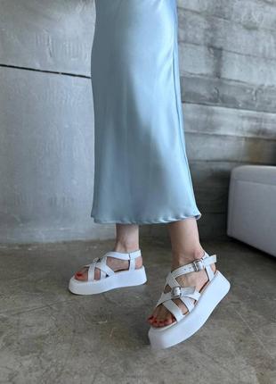 Босоніжки на підвищеній підошві, к134, білий, натуральна шкіра