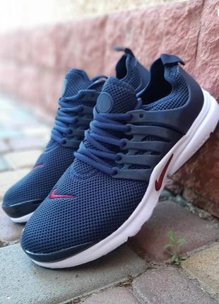 Nike presto сині кросівки кеди чоловічі найк престо текстильні сітка легкі відмінна якість весняні літні демісезонні демісезон низькі