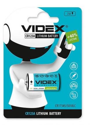 Батарейка videx cr123a 1pc blister card 20/200 литиевая