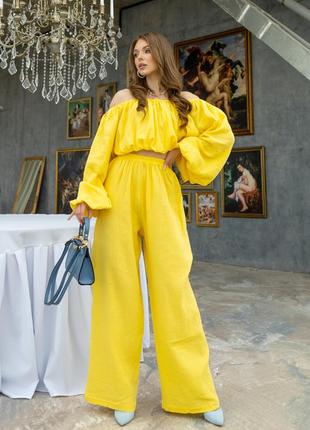 Пижамный костюм тройка муслин "lui" желтый