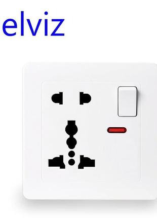 Розетка delviz универсальная двойная с выключателем белая