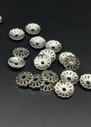 Металеві намистини для створення прикрас обіймач колір срібло 11 мм товари для рукоділля