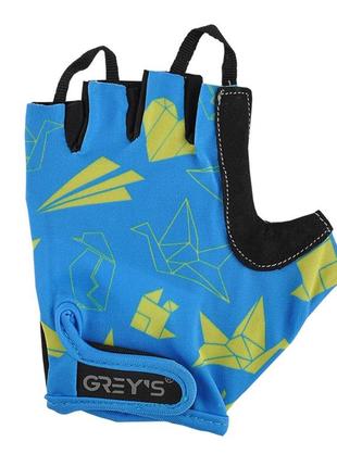 Велоперчатки детские grey's с короткими пальцами и гелевыми вставками, сине-черные (размер 13-14) gr18725