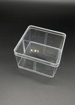 Пластиковий контейнер невеликий квадратний зі знімною кришкою 95х95х55 мм прозорий2 фото