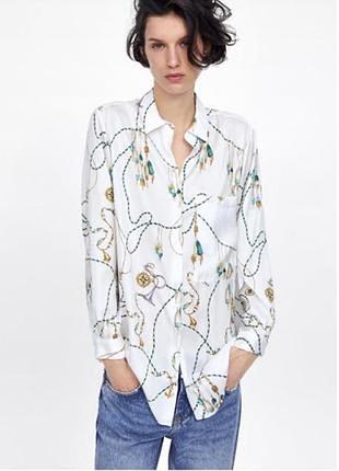 Сатинова сорочка блуза з візерунком zara