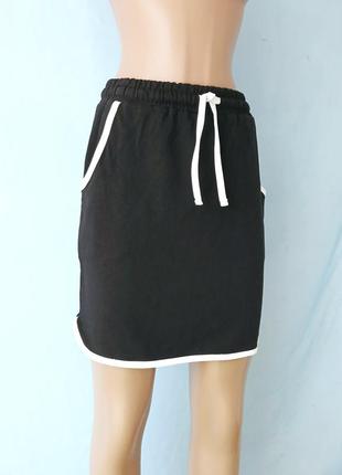 🏸 натуральная спортивная короткая черная юбка с карманами