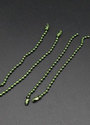 Ланцюжок кульковий металевий 120 мм зелений колір 2,4 мм для декорування та рукоділля