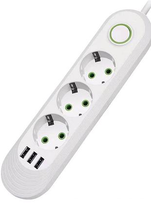 Сетевой фильтр f03u (3 розетки + 3 usb)