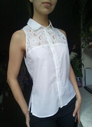 Біла сорочка з мереживом, бавовняна блузка з мереживом, літня сорочка бавовна, біла блузка мереживо, натуральна блузка з коміром
